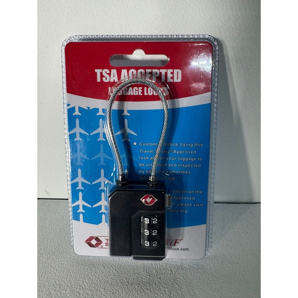 Travel Sentry TSA Accepted Luggage Lock 3-Dial Combination Cable Black TSA21100